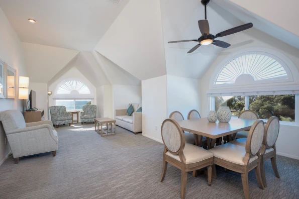 A living room in a Wave Crest Resort vacation rental.
