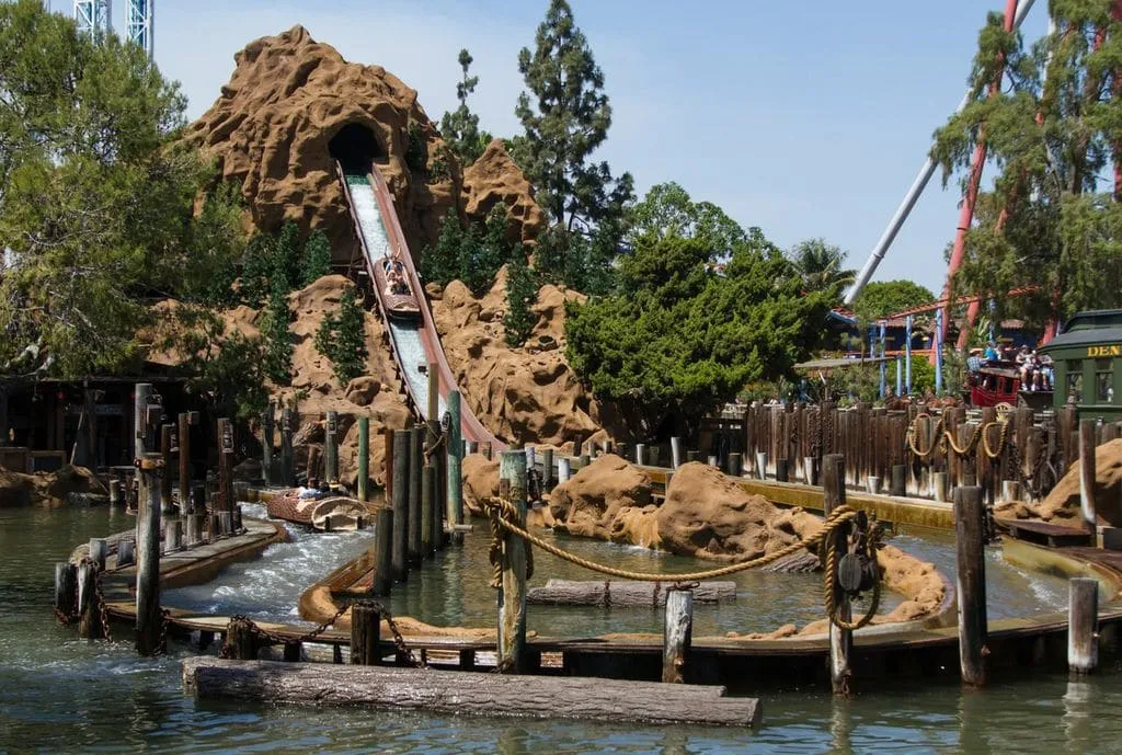 Timber Mountain is a Knott's Berry Farm log ride that guests, like these splashing down the mountain, love.