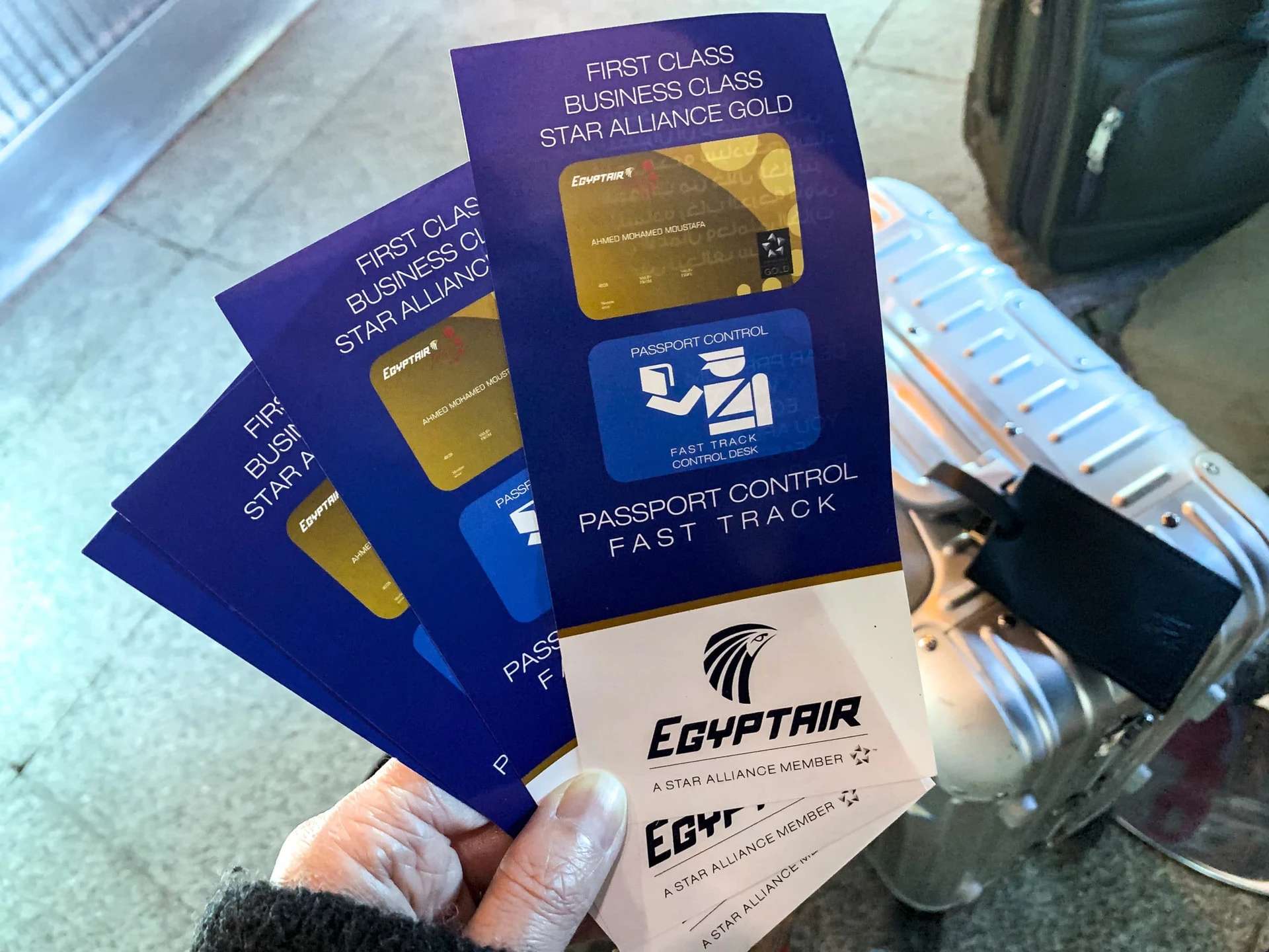 Fast Track Passport Control tickets given to business class passengers on EgyptAir.