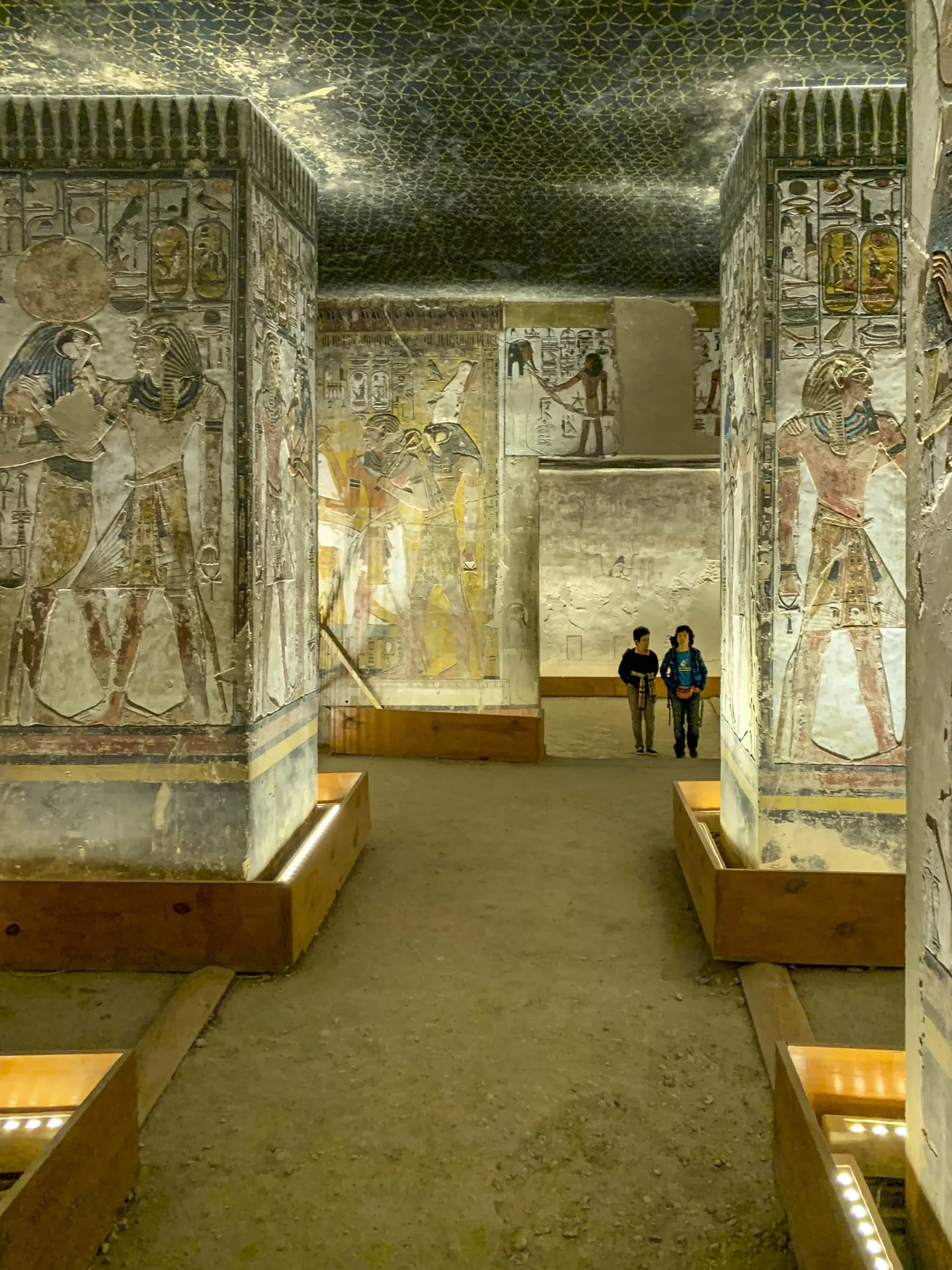 The tomb of Seti I is large with multiple rooms and paintings.