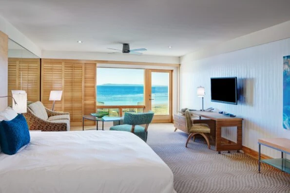 An ocean view room at Pier South Hotel.