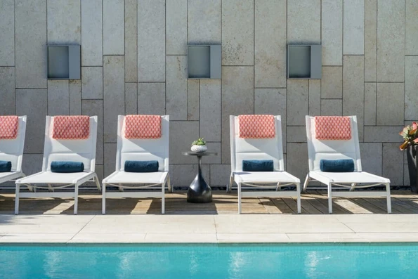 Best San Diego boutique hotels: Lounge chairs line the pool at Hotel Palomar.