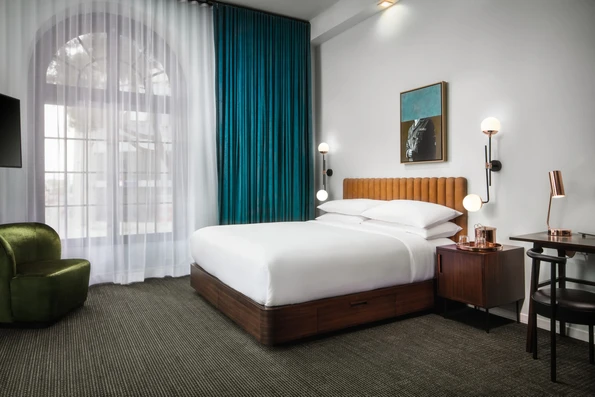 King room at The Guild hotel in downtown San Diego.