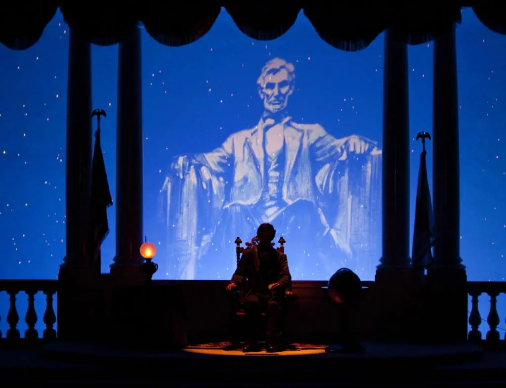 President Lincoln on screen during the Great Moments with Mr. Lincoln at Disneyland