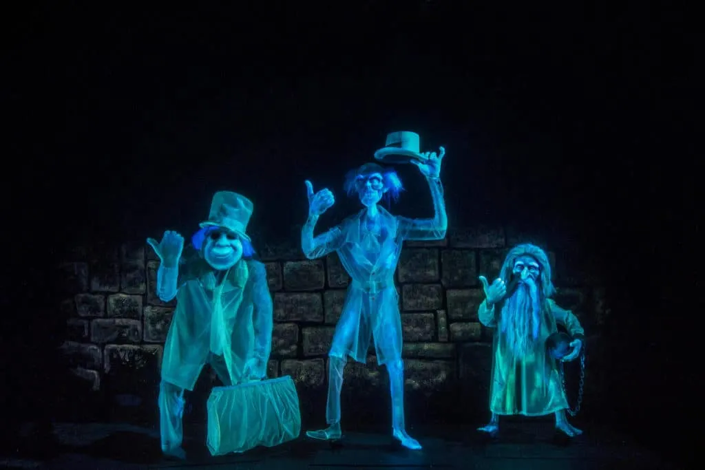The hitchhiking ghosts as seen during the Haunted Mansion, one of the most popular Disneyland rides.