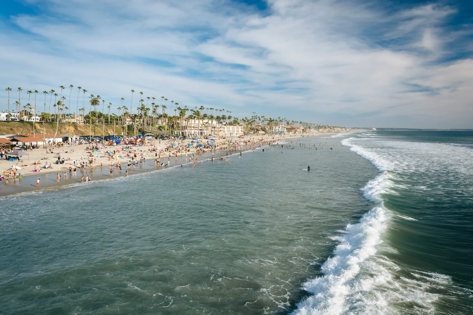 View from the Oceanside Pier over the ocean to Pier View South Beach.