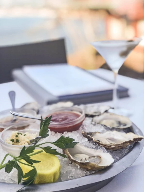 My plate of oysters at Happy Hour on the patio at Eddie V's La Jolla.