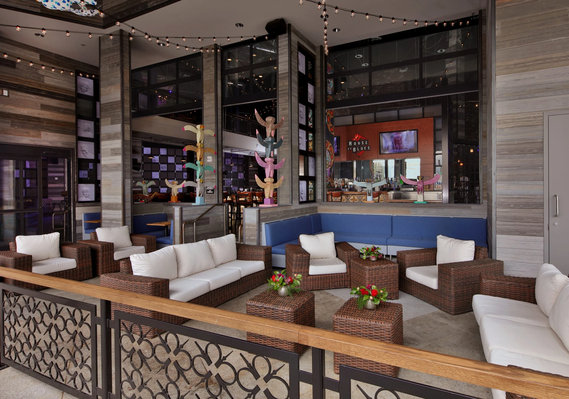 The bar area interior before the crowds arrive to House of Blues Anaheim.