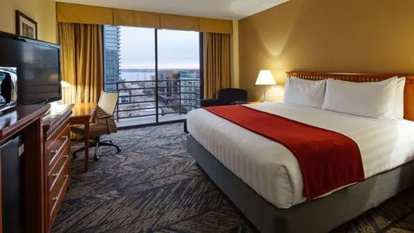 A king room with a view to the bay at Best Western Plus/Bayside Inn, a Little Italy San Diego hotel.