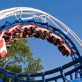 Corkscrew roller coaster at Cedar Point theme park.