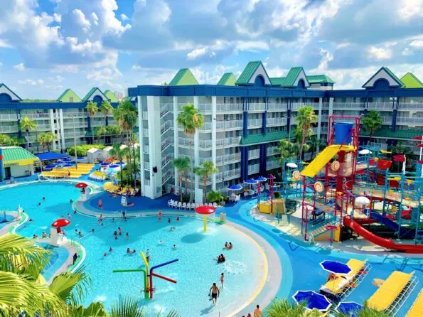 The massive water park at Holiday Inn Resort Orlando, one of the best family hotels in Orlando.