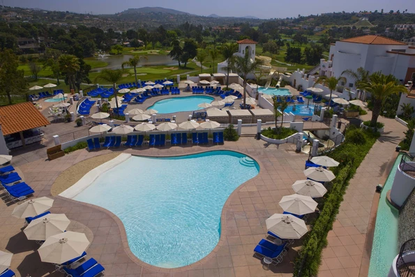 Aerial View of the Splash Landing and Family Pool area.
