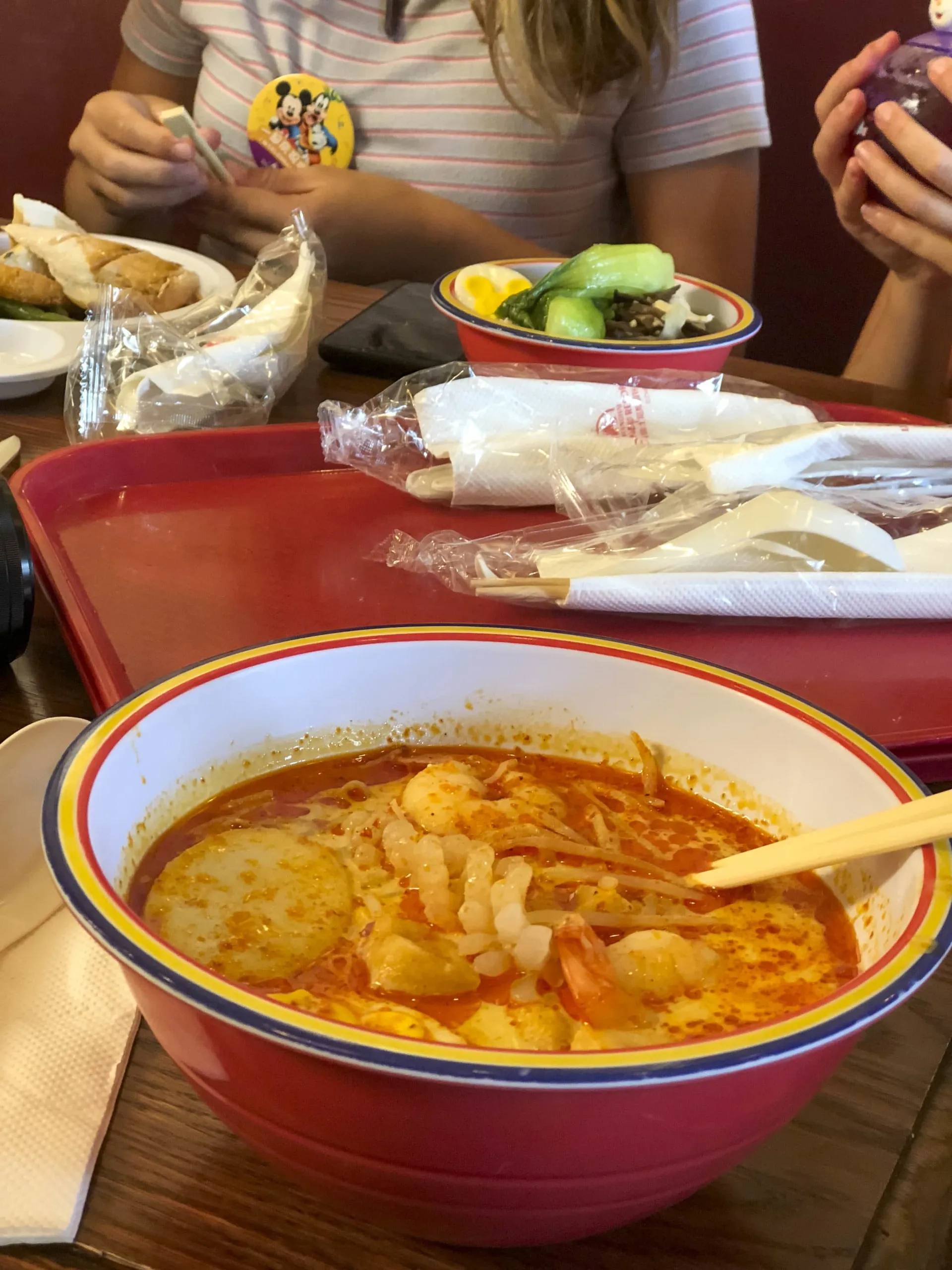 Seafood laksa in a bowl at Shanghai Disneyland