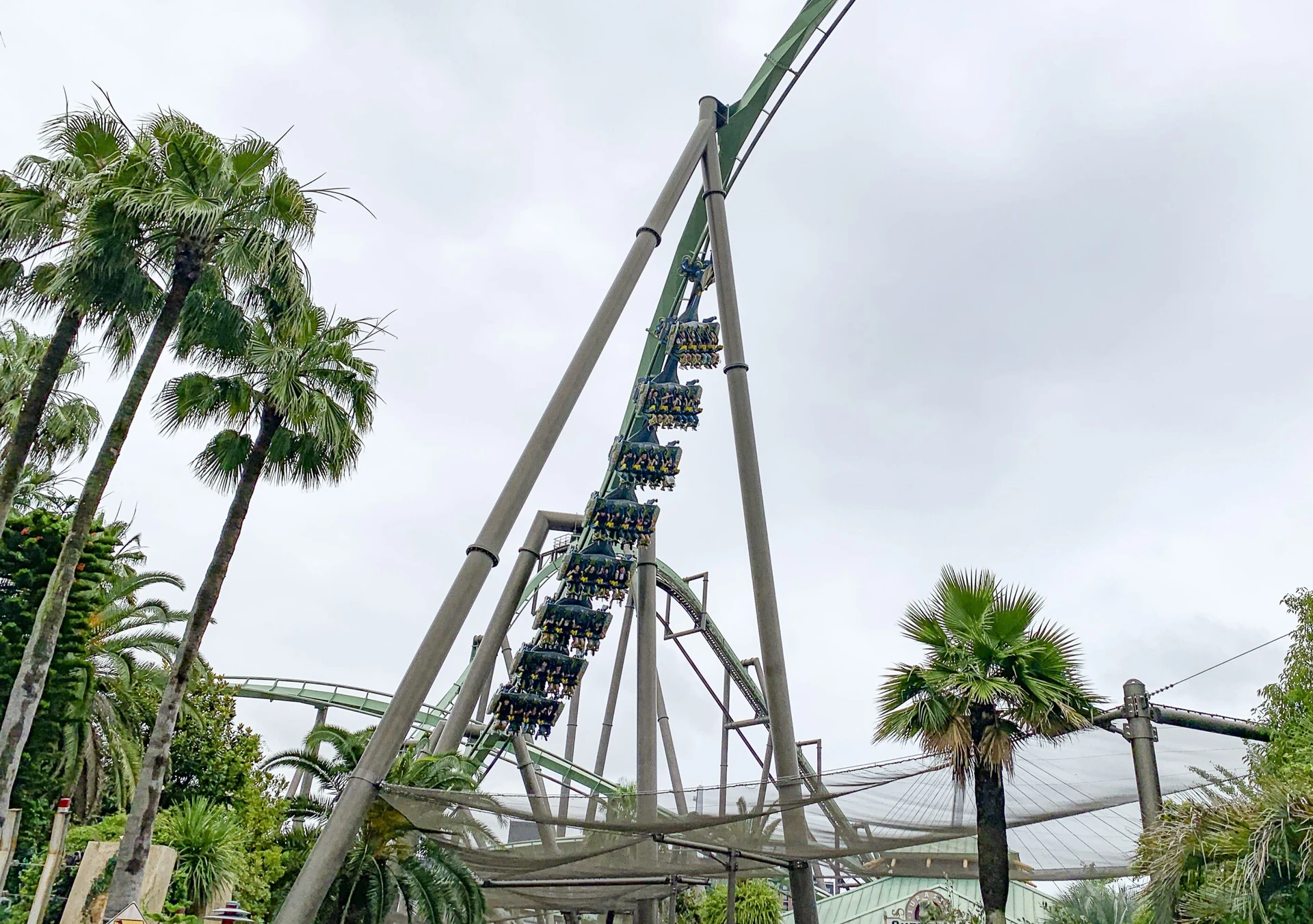 Flying Dinosaur roller coaster at Universal Studios Japan.