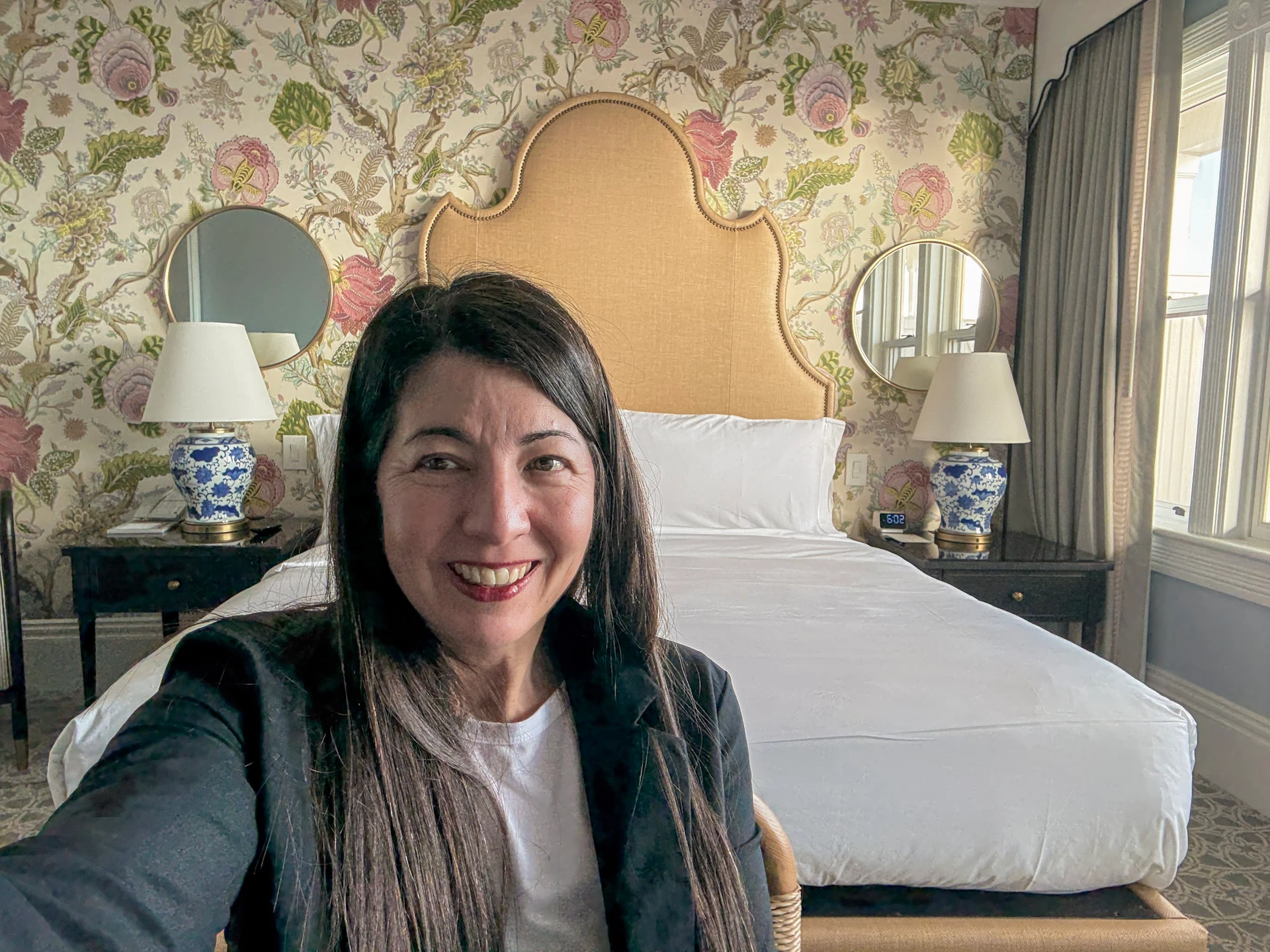 Me (Katie) insinde my Victorian room at Hotel del Coronado.