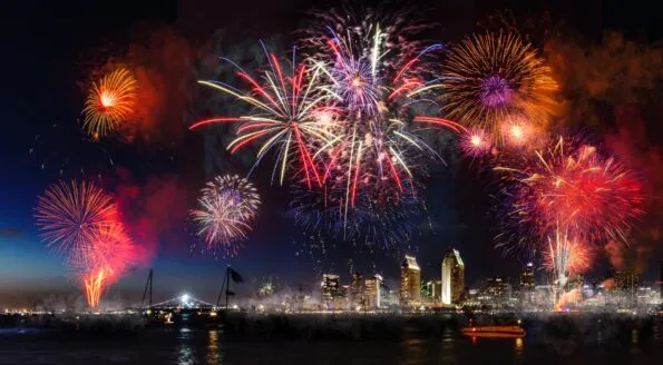 Big Bay Boom fireworks light up over the San Diego Bay on July 4th.