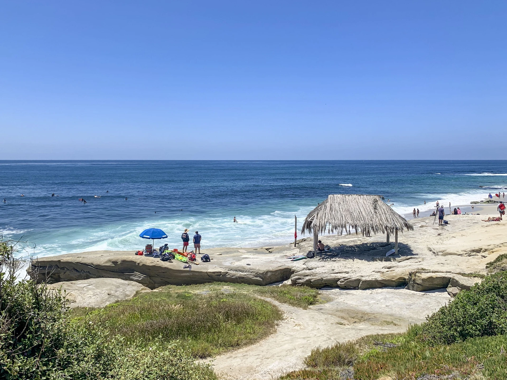 Windansea shack and beach on a summer July day.