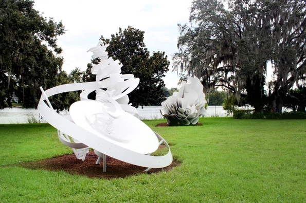 Sculptures outside on grass at the Mennello Museum.