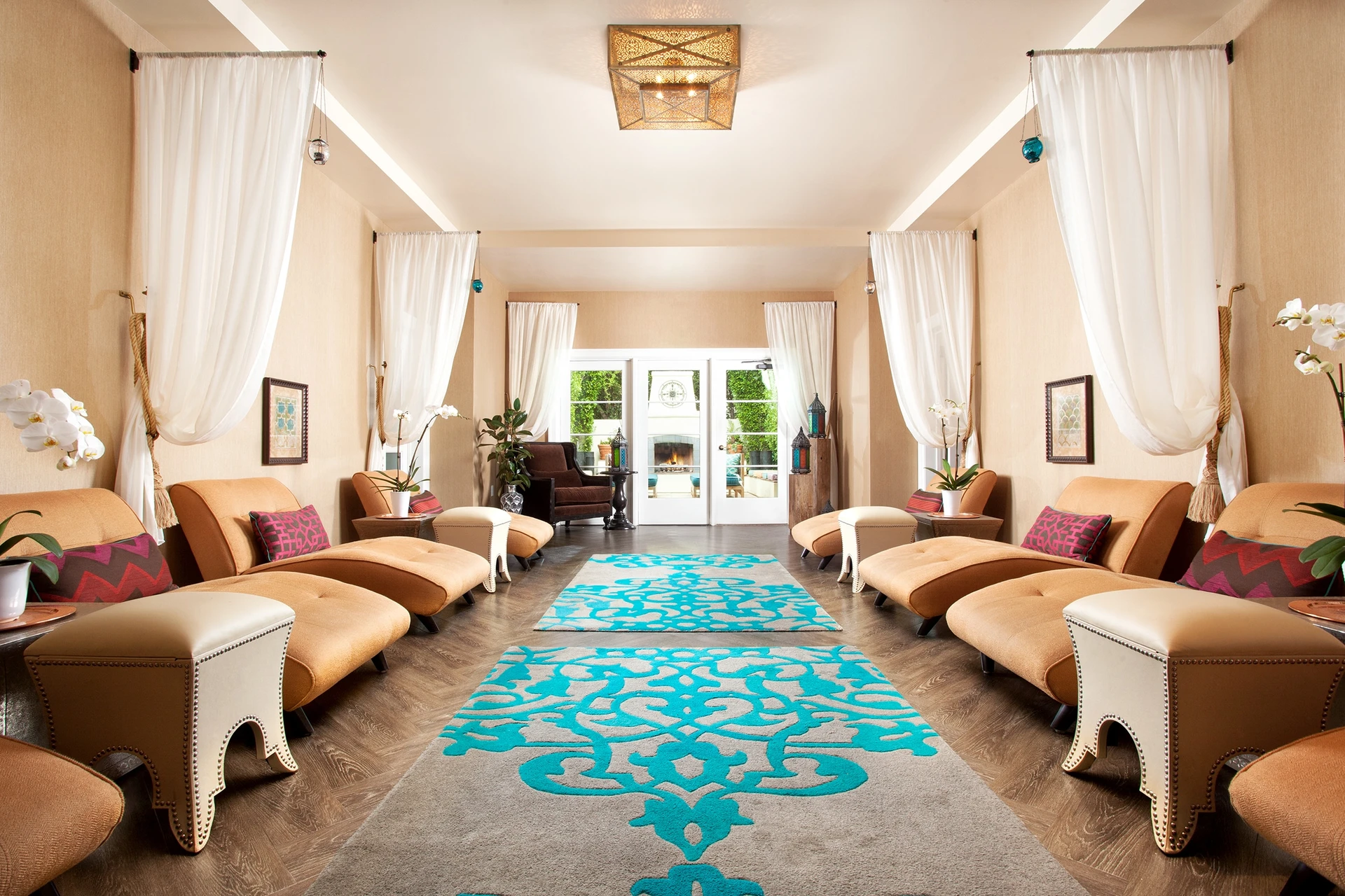 The interior spa lounging area at Spa Estancia.