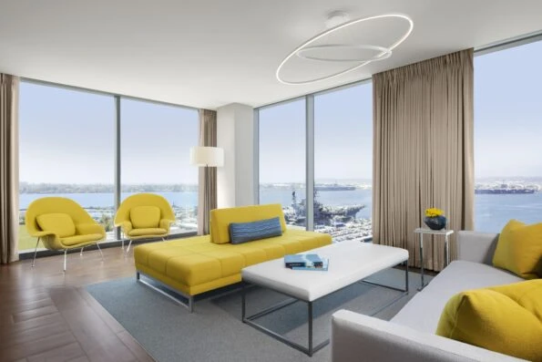 A corner suite with view of the bay at InterContinental San Diego.