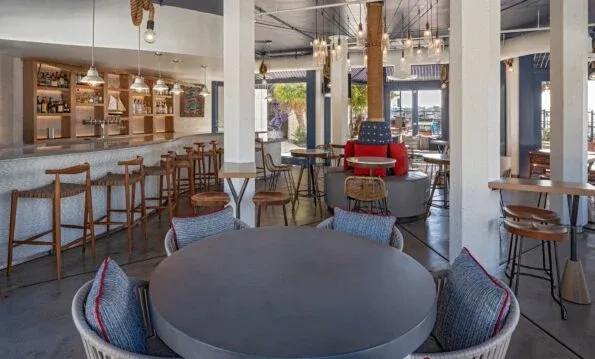 Casual bar and lounge interior at Pelican's on the Bay.