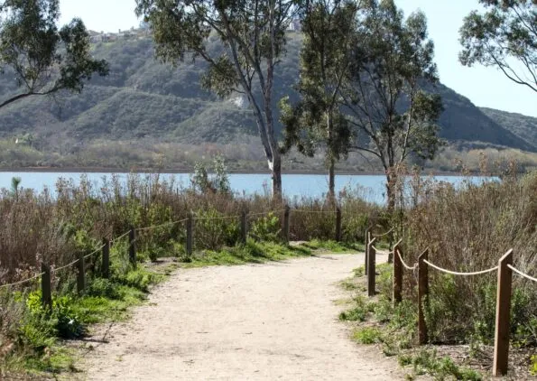 A trail along Batiquitos Lagoon in Carlsbad CA