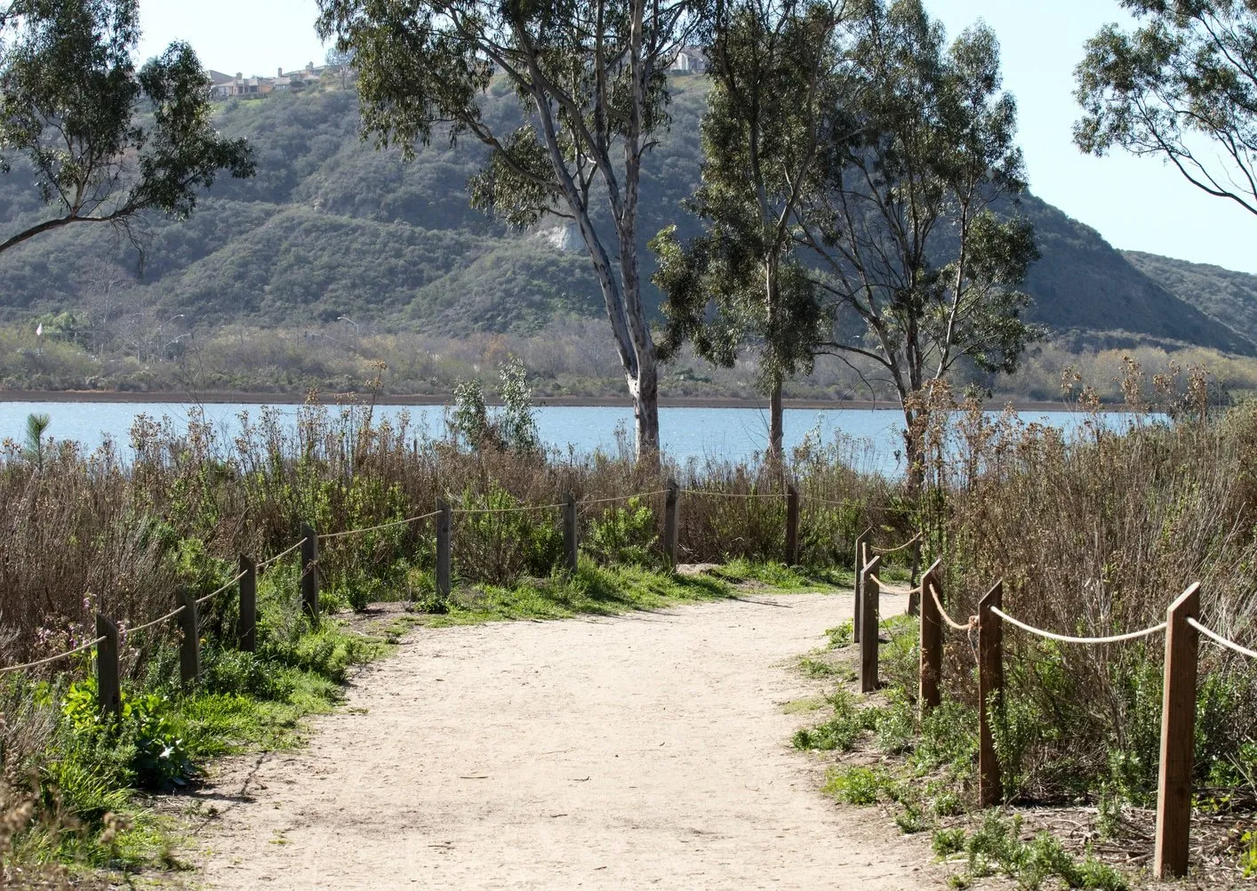 A trail along Batiquitos Lagoon in Carlsbad CA