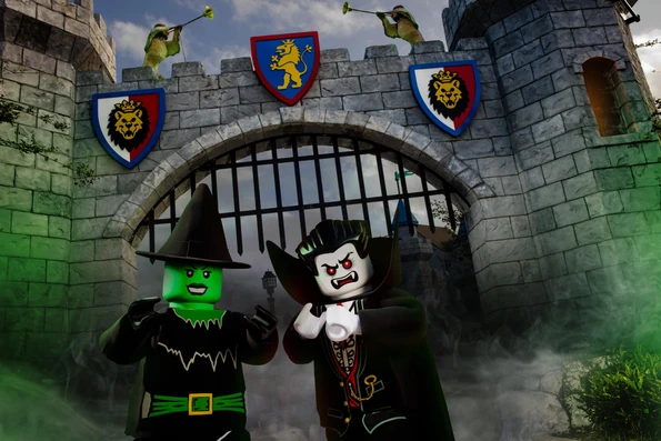 Two Minifigures dressed in Halloween costumes