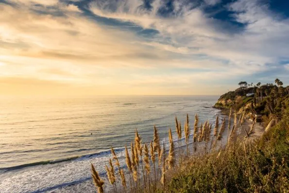 Warm light hitting the cliffs of Swami's Point in Encinitas, CA.