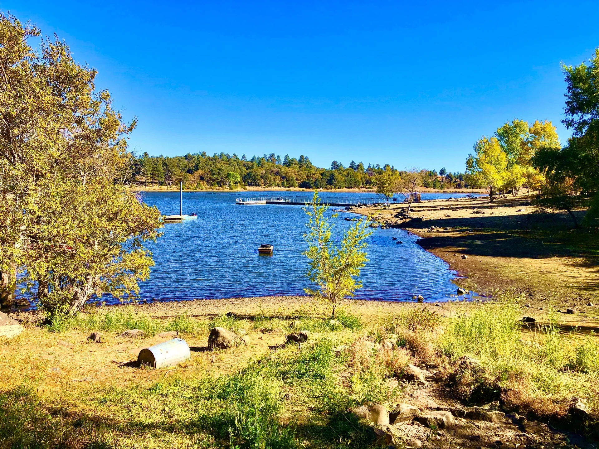 Lake Cuyamaca on a sunny day in Julian, California.