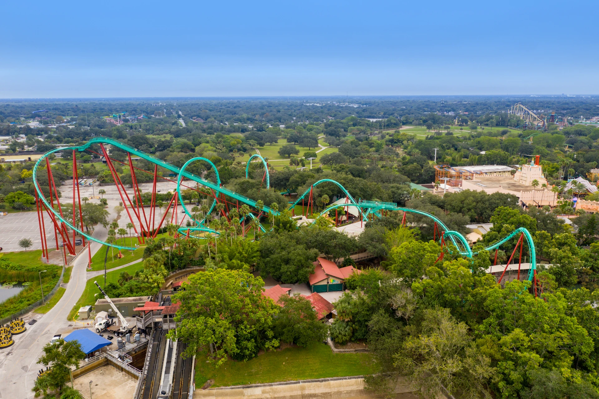 Aerial view of Busch Gardens in Florida.