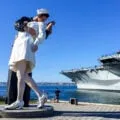 USS Midway and Unconditional Surrender Statue in January