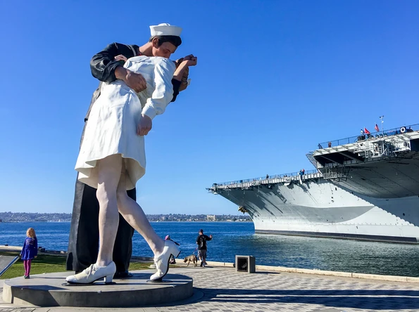 USS Midway and Unconditional Surrender Statue in January