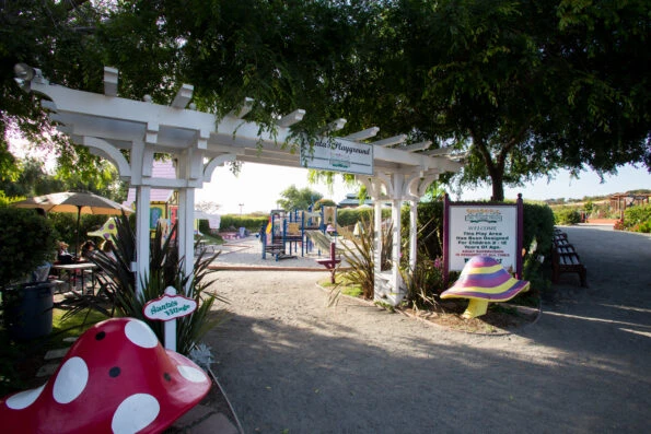 The entrance to Santa's Playground at The Flower Fields at Carlsbad Ranch.