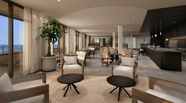 Dining room interior of Vaga restaurant.