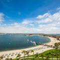 Aerial view of Mission Bay beach in San Diego