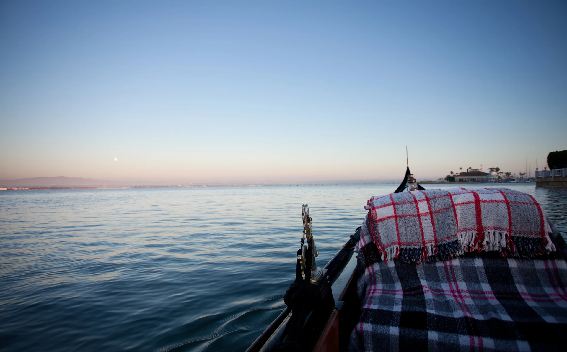 View from a gondola on the water on Coronado Island.
