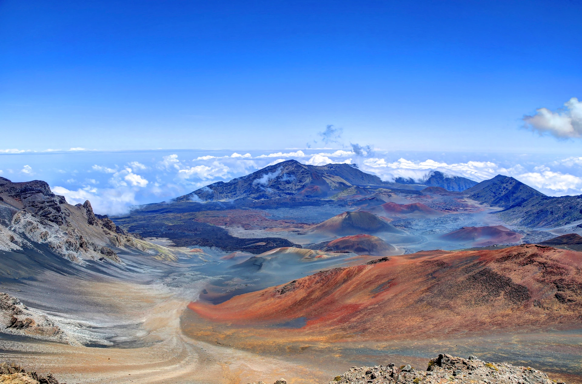 A look at the Haleakala volcano crater from above.