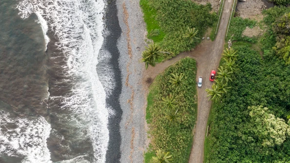 Aerial view of the Road to Hana on Maui.