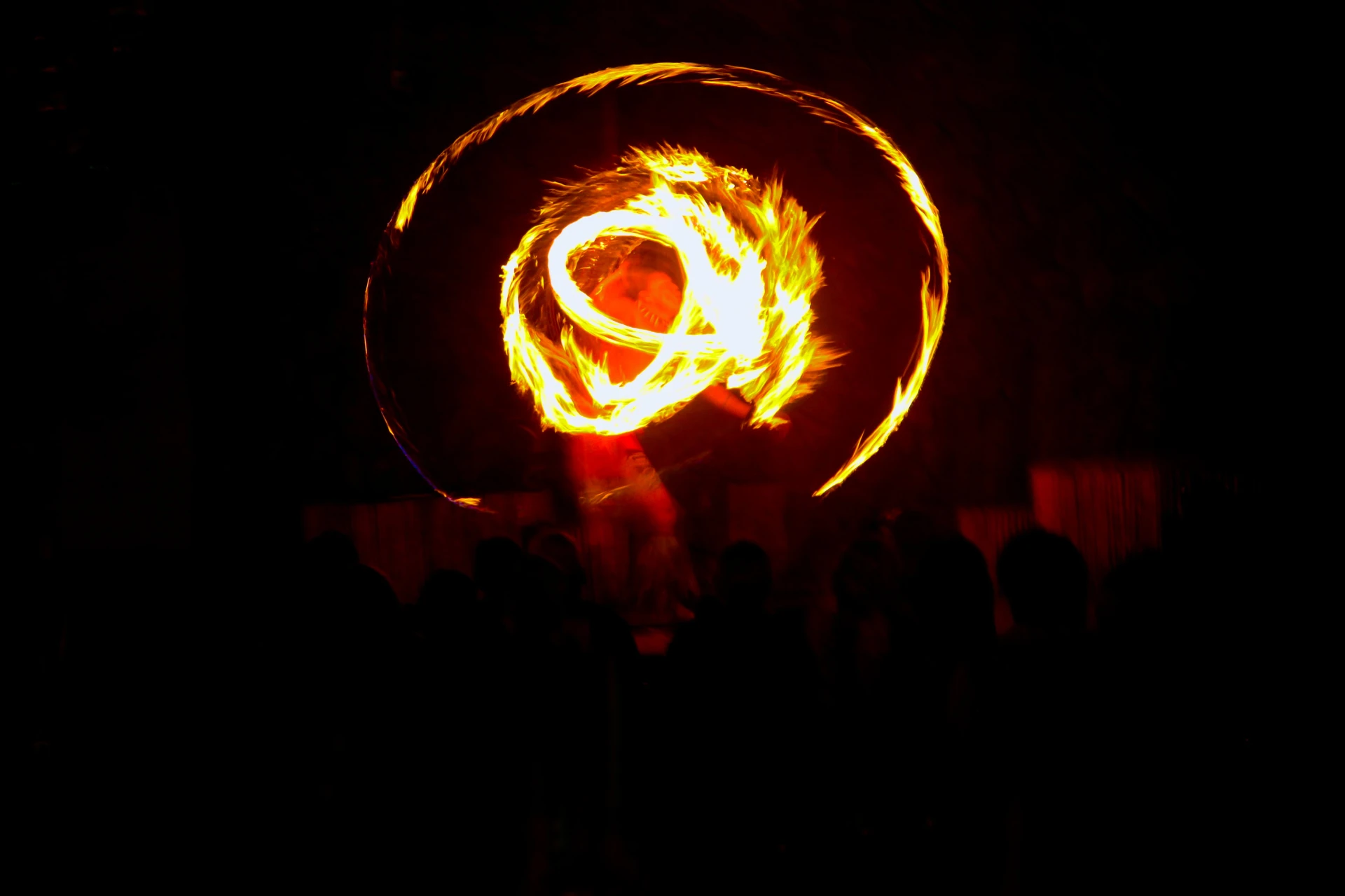 A fire dancer performs at a luau in Maui.