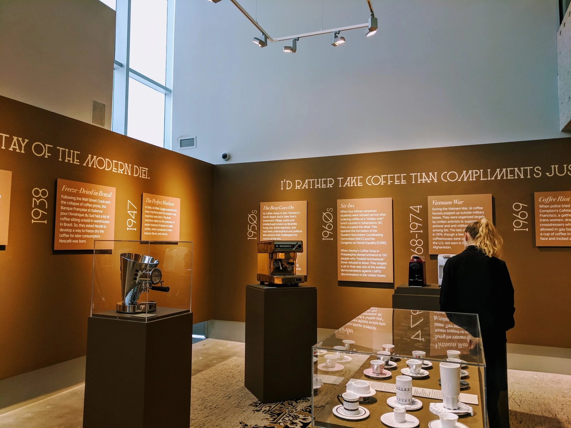 A display about coffee and the modern diet at MODA.
