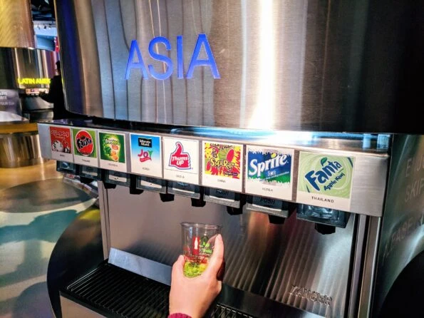 A vending machine with Japanese Coke products at World of Coca-Cola.