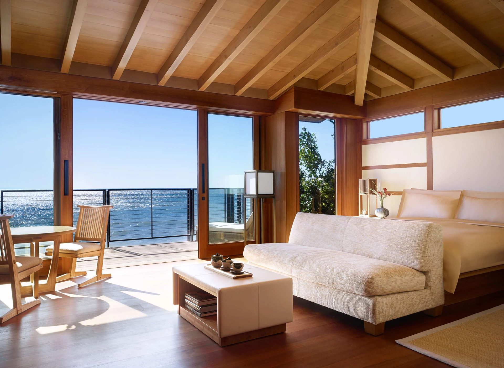 A ryokan-inspired room with dramatic ocean views (and a bed in lieu of a tatami mat).