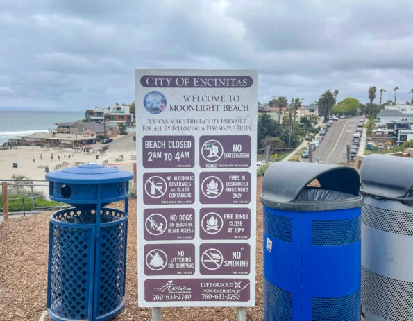 Posted rules sign at Moonlight Beach Encinitas.