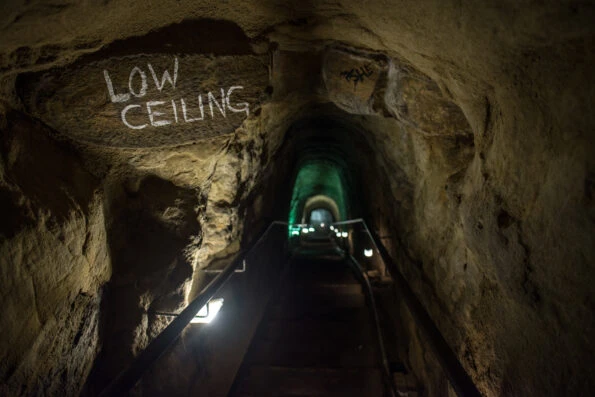 The stairs leading down to Sunny Jim Sea Cave in La Jolla.