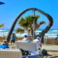 People sit at Belmont Park near the beach in San Diego in June.