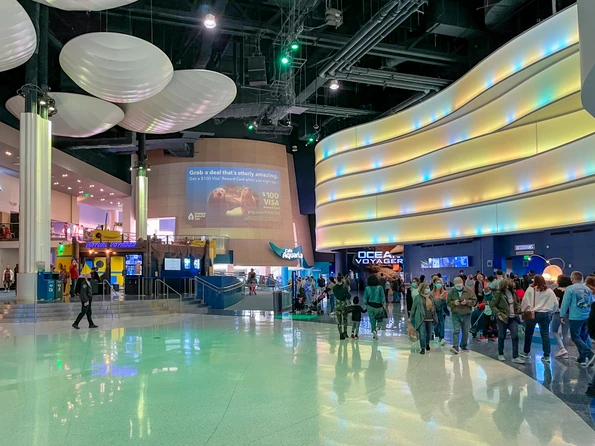 The enormous atrium at Georgia Aquarium.