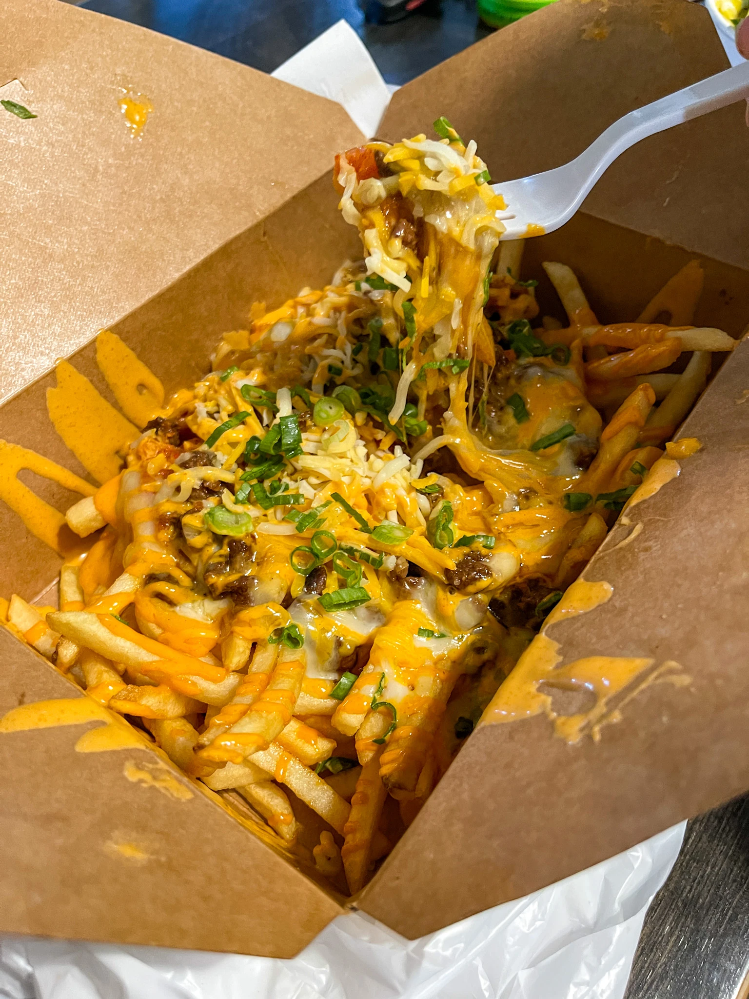A container of kimchi fries from Bopjo at Liberty Station.