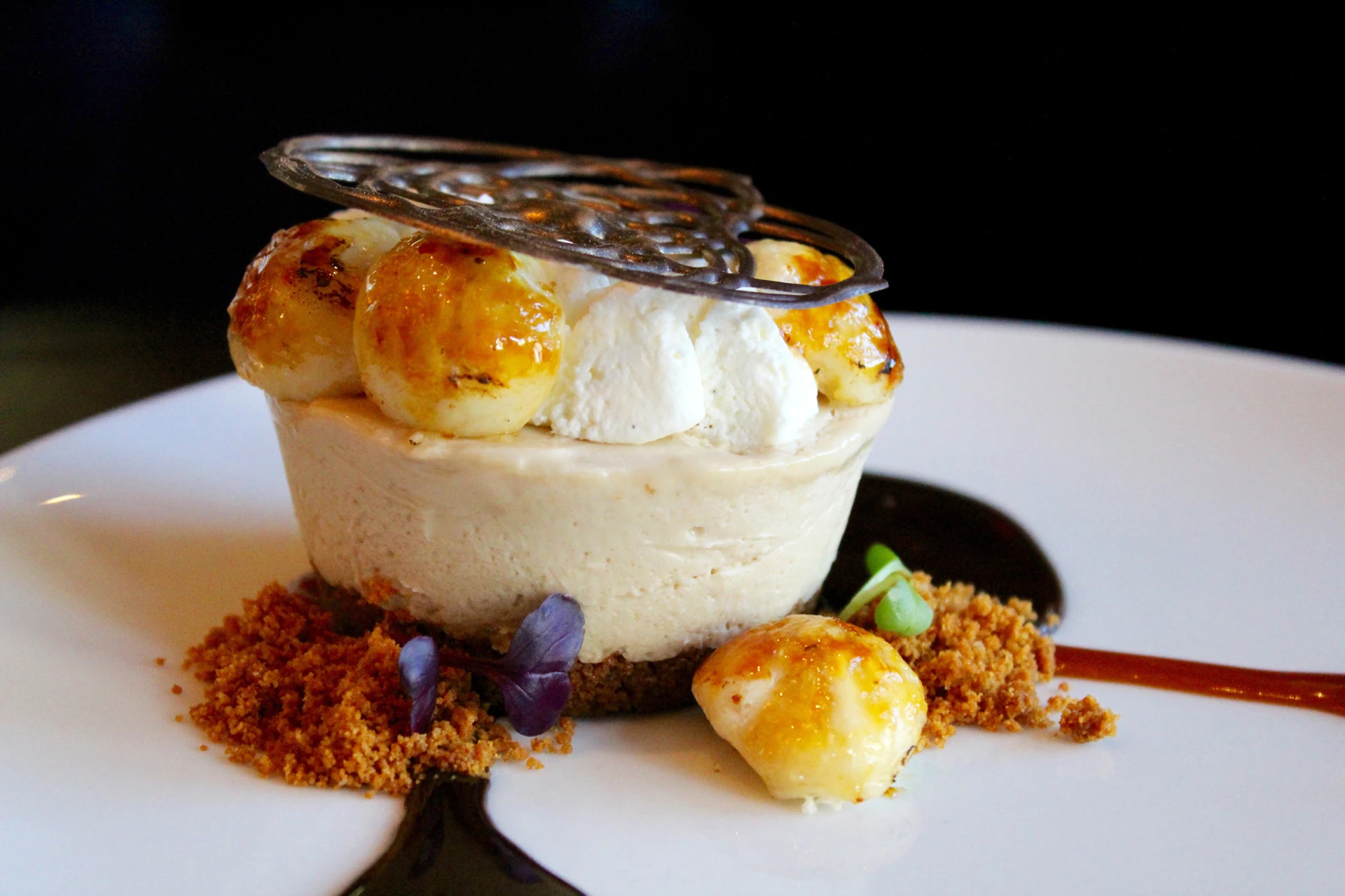 Biscoff Cream Pie on a white plate.