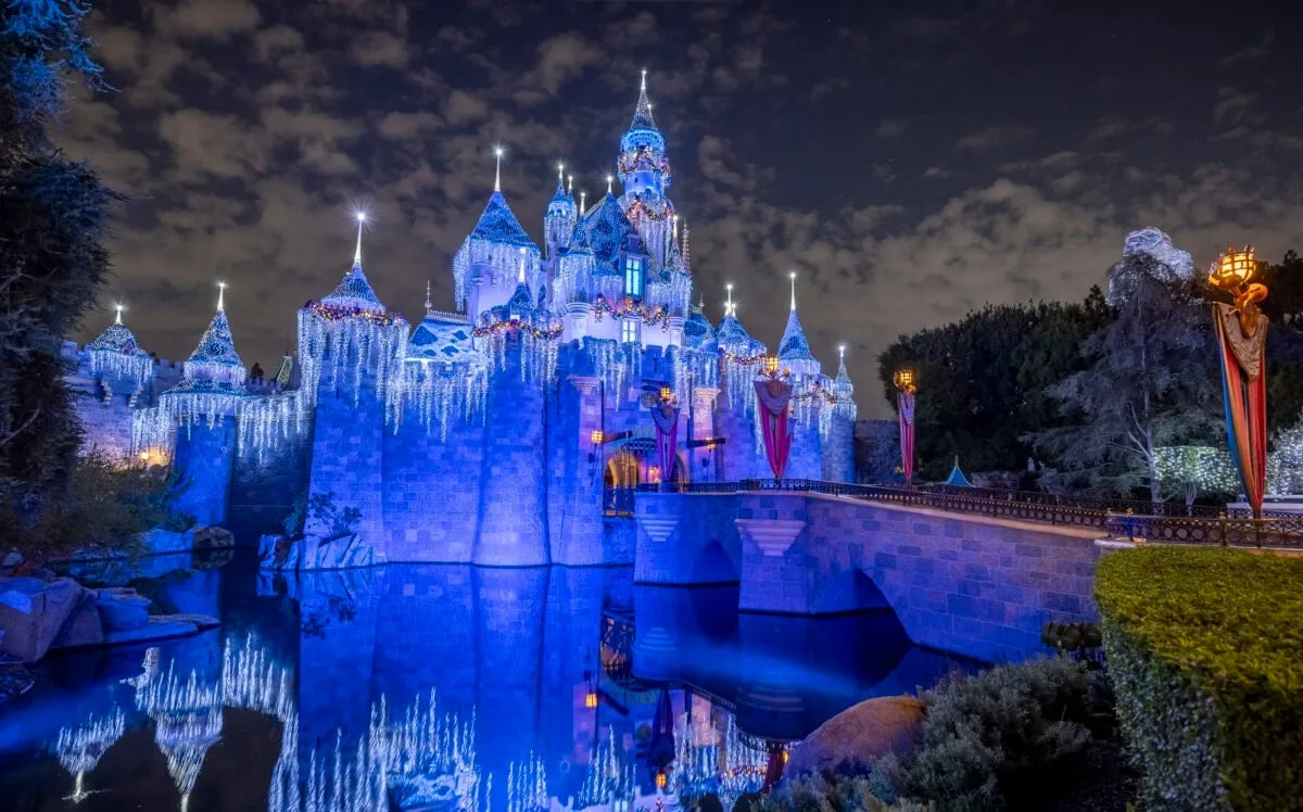 Sleeping Beauty Castle at Disneyland at night